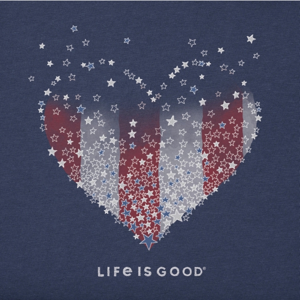 Life Is Good Heart Stars and Stripes Crusher Vee- XL - Picture 5 of 9